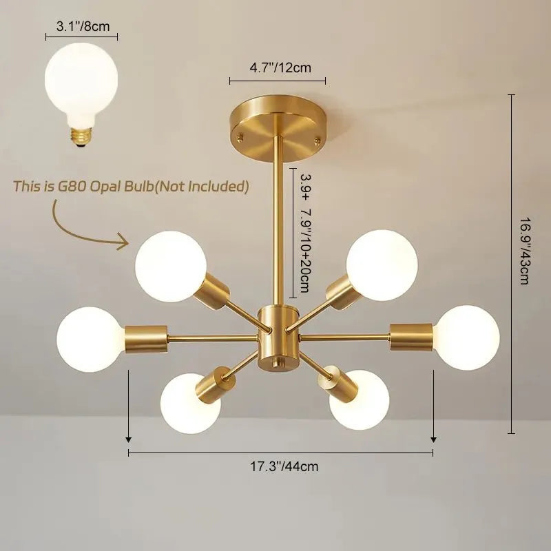 Blikuvo Mässing Sputnik-lampa
